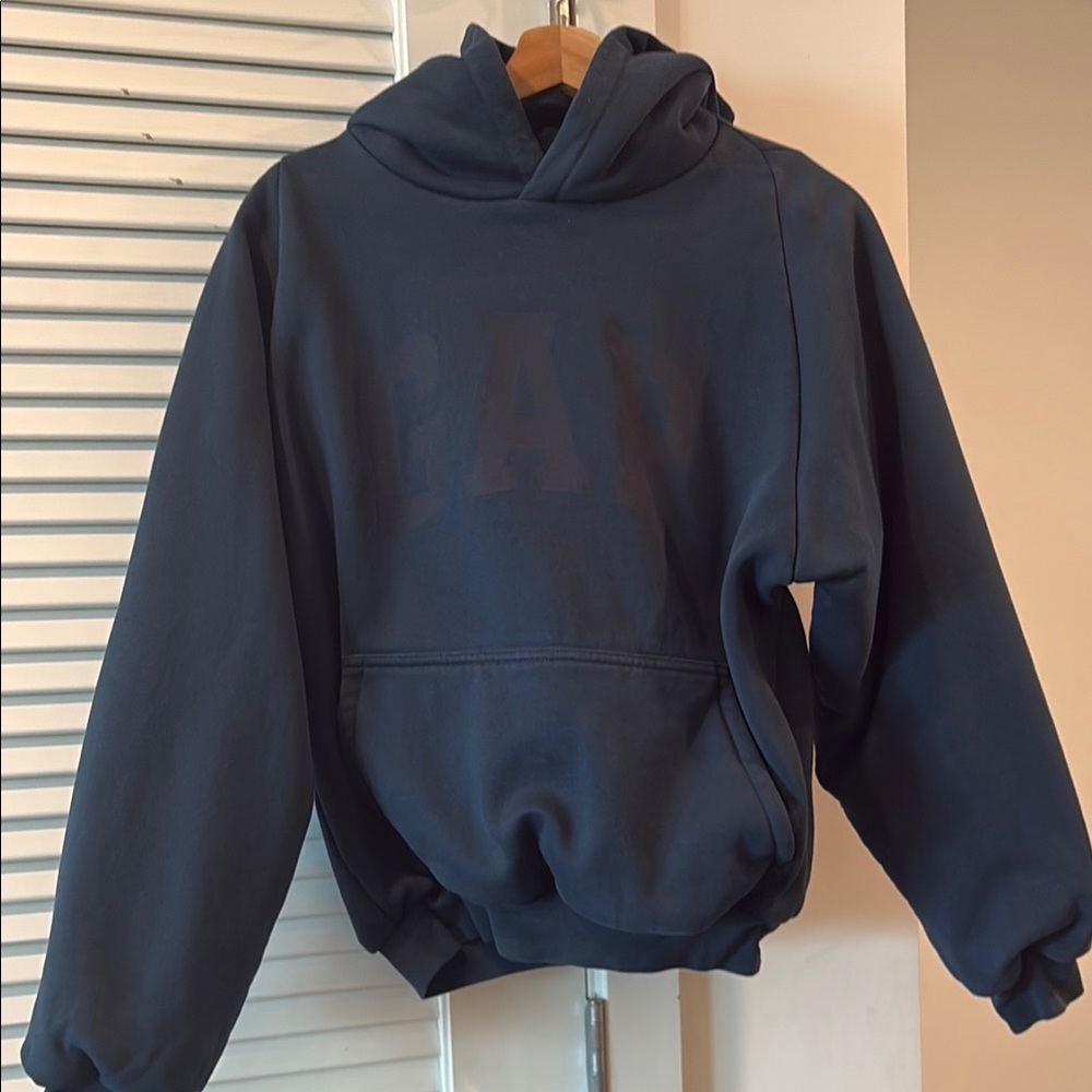 Yeezy GAP Blue Sweater with Ribbed Cuffs and Relaxed Fit